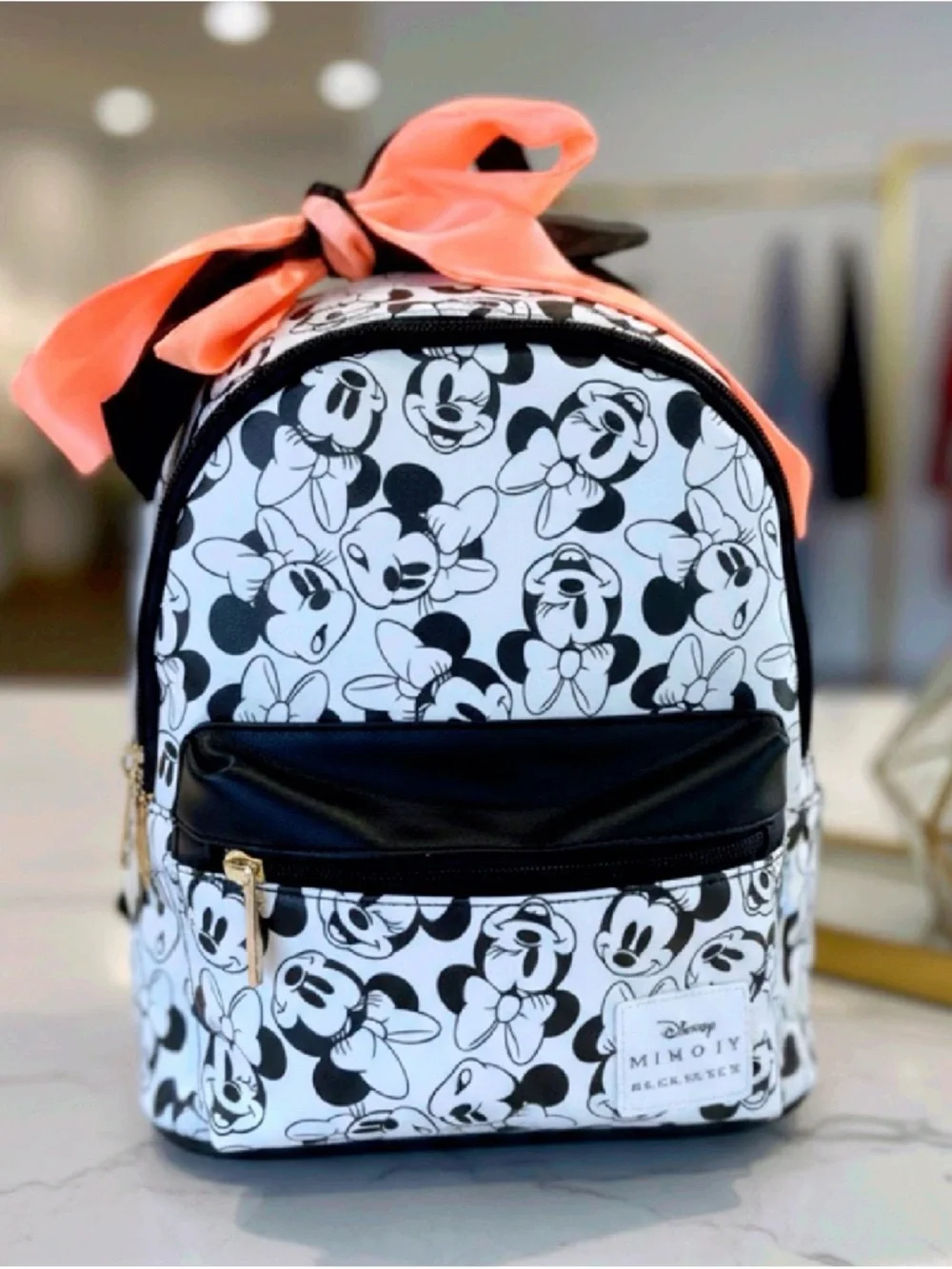 Disney Mickey Mouse Mini Backpack Black White Bag with Adjustable Straps - Picture 3 of 4